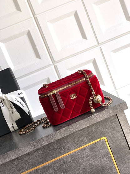 Chanel Velvet Vanity Bag with Crystal Charm