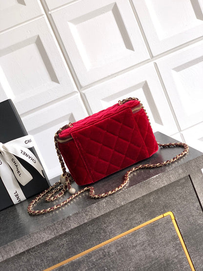 Chanel Velvet Vanity Bag with Crystal Charm