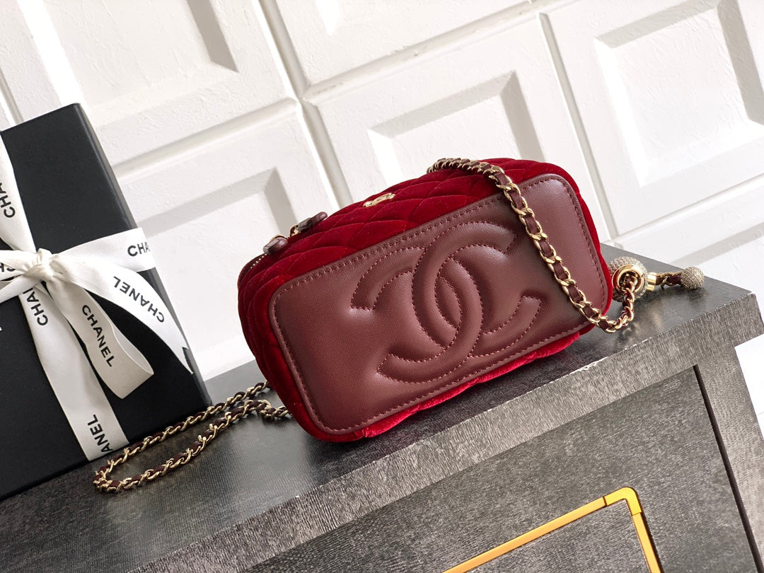 Chanel Velvet Vanity Bag with Crystal Charm