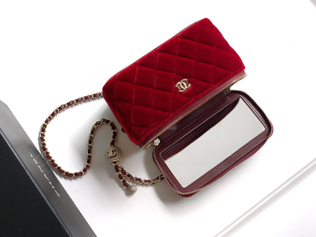 Chanel Velvet Vanity Bag with Crystal Charm
