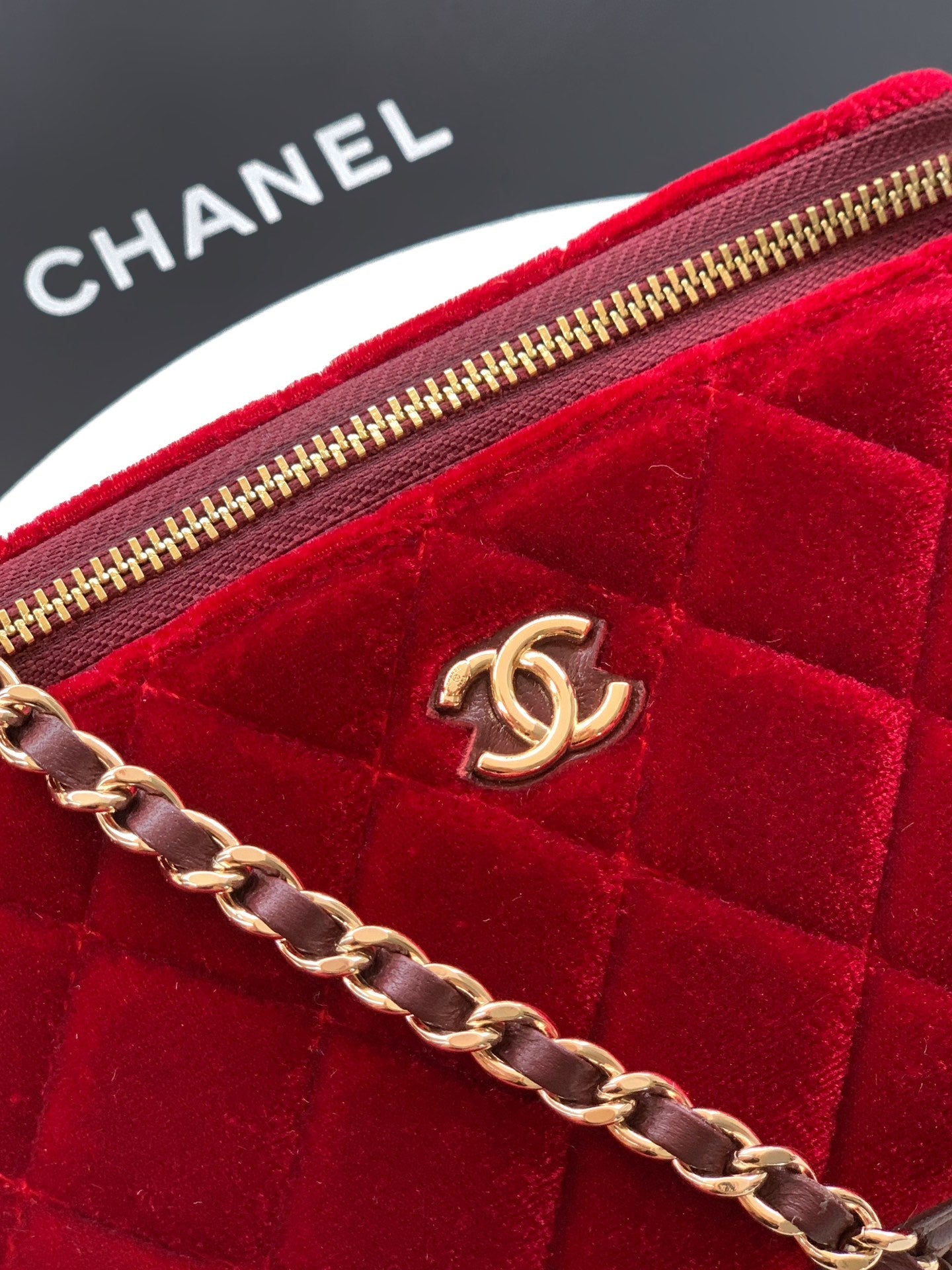Chanel Velvet Vanity Bag with Crystal Charm