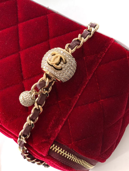 Chanel Velvet Vanity Bag with Crystal Charm
