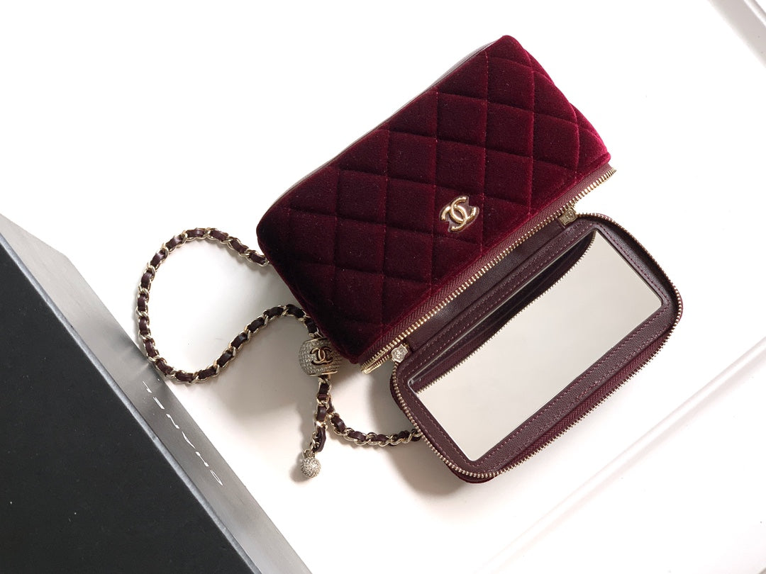Chanel Velvet Vanity Bag with Crystal Charm