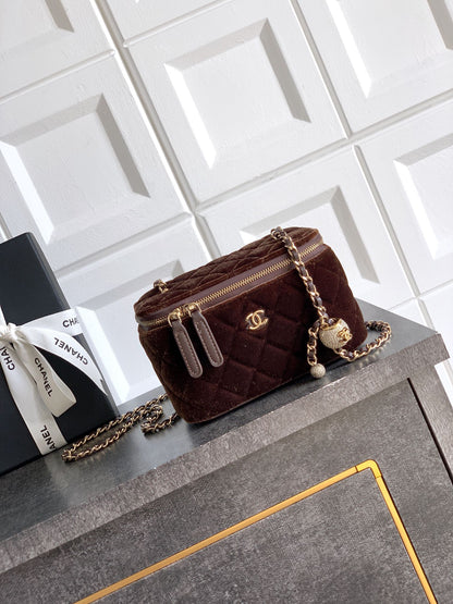 Chanel Velvet Vanity Bag with Crystal Charm