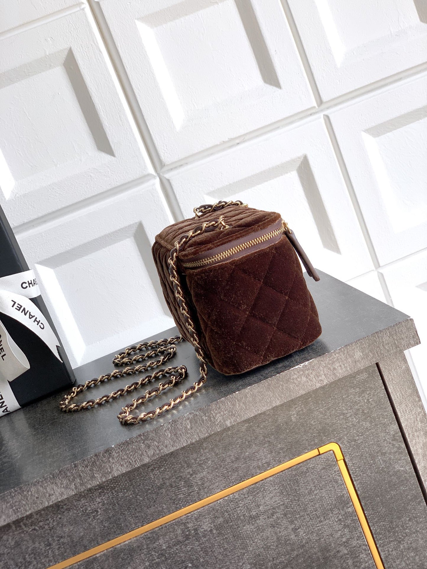 Chanel Velvet Vanity Bag with Crystal Charm
