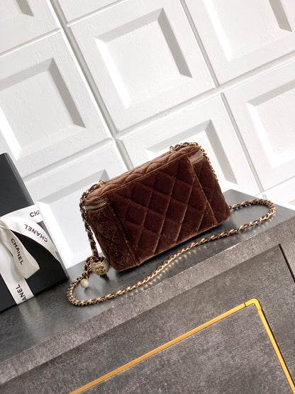 Chanel Velvet Vanity Bag with Crystal Charm