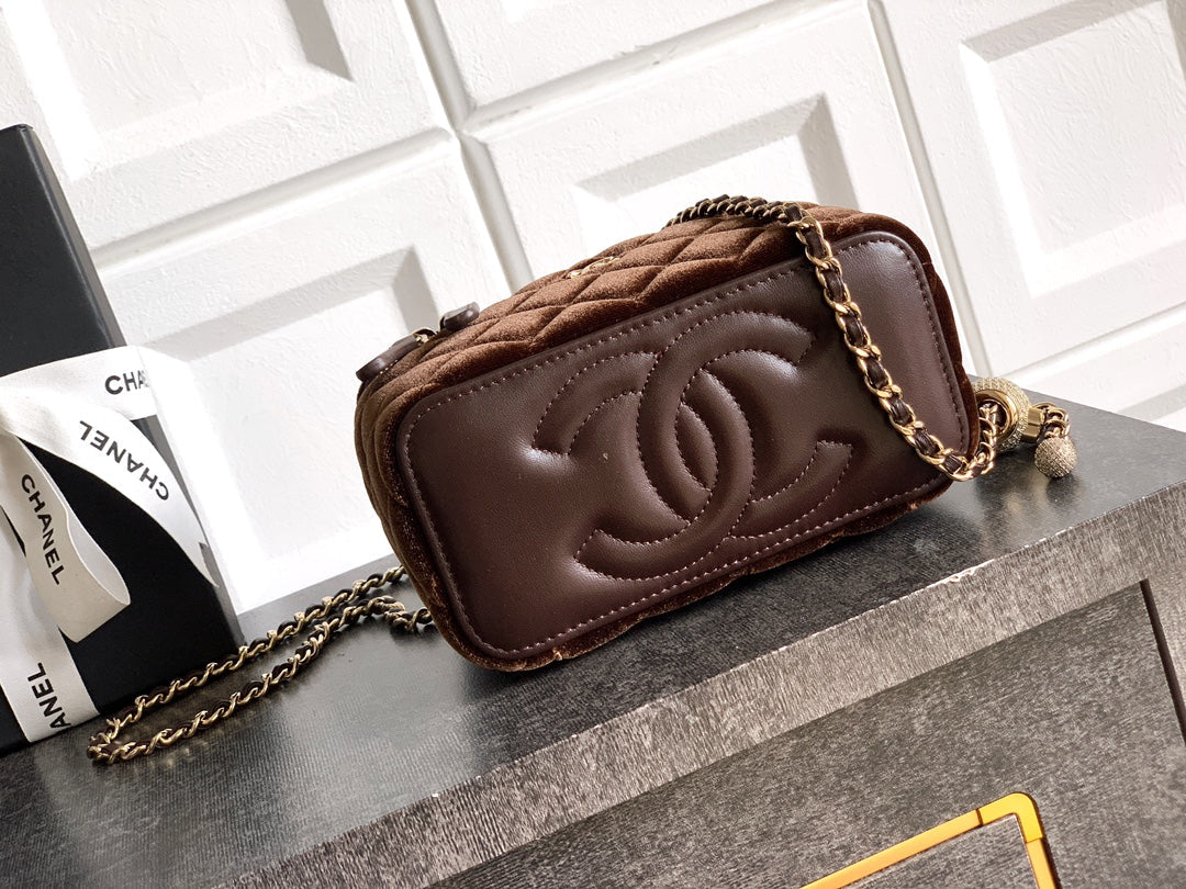 Chanel Velvet Vanity Bag with Crystal Charm