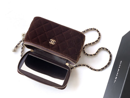 Chanel Velvet Vanity Bag with Crystal Charm