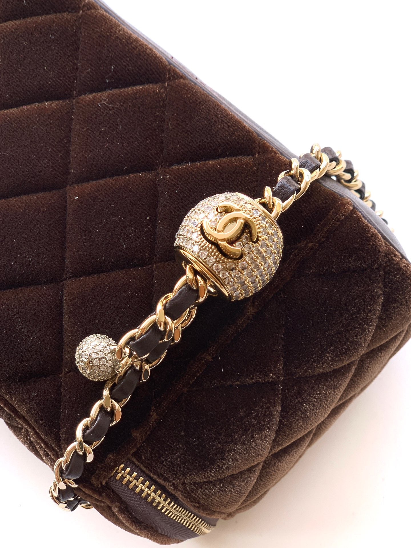 Chanel Velvet Vanity Bag with Crystal Charm