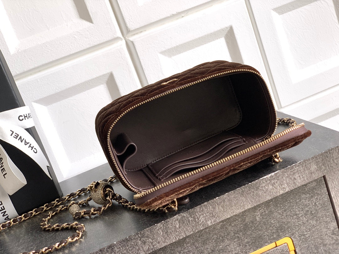 Chanel Velvet Vanity Bag with Crystal Charm