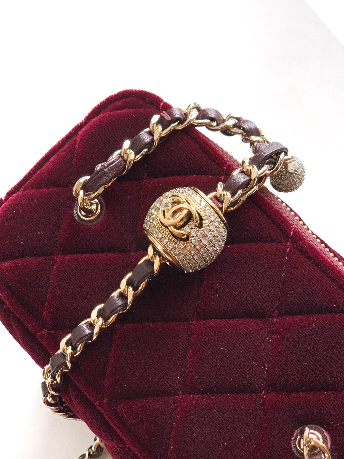 Chanel Velvet Vanity Bag with Crystal Charm