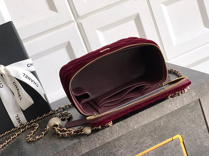 Chanel Velvet Vanity Bag with Crystal Charm