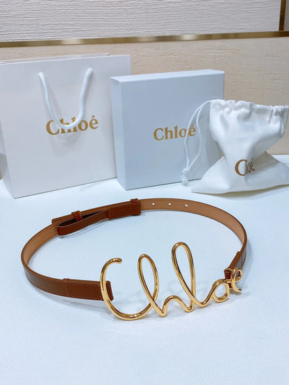Chloé Logo Script Buckle Belt