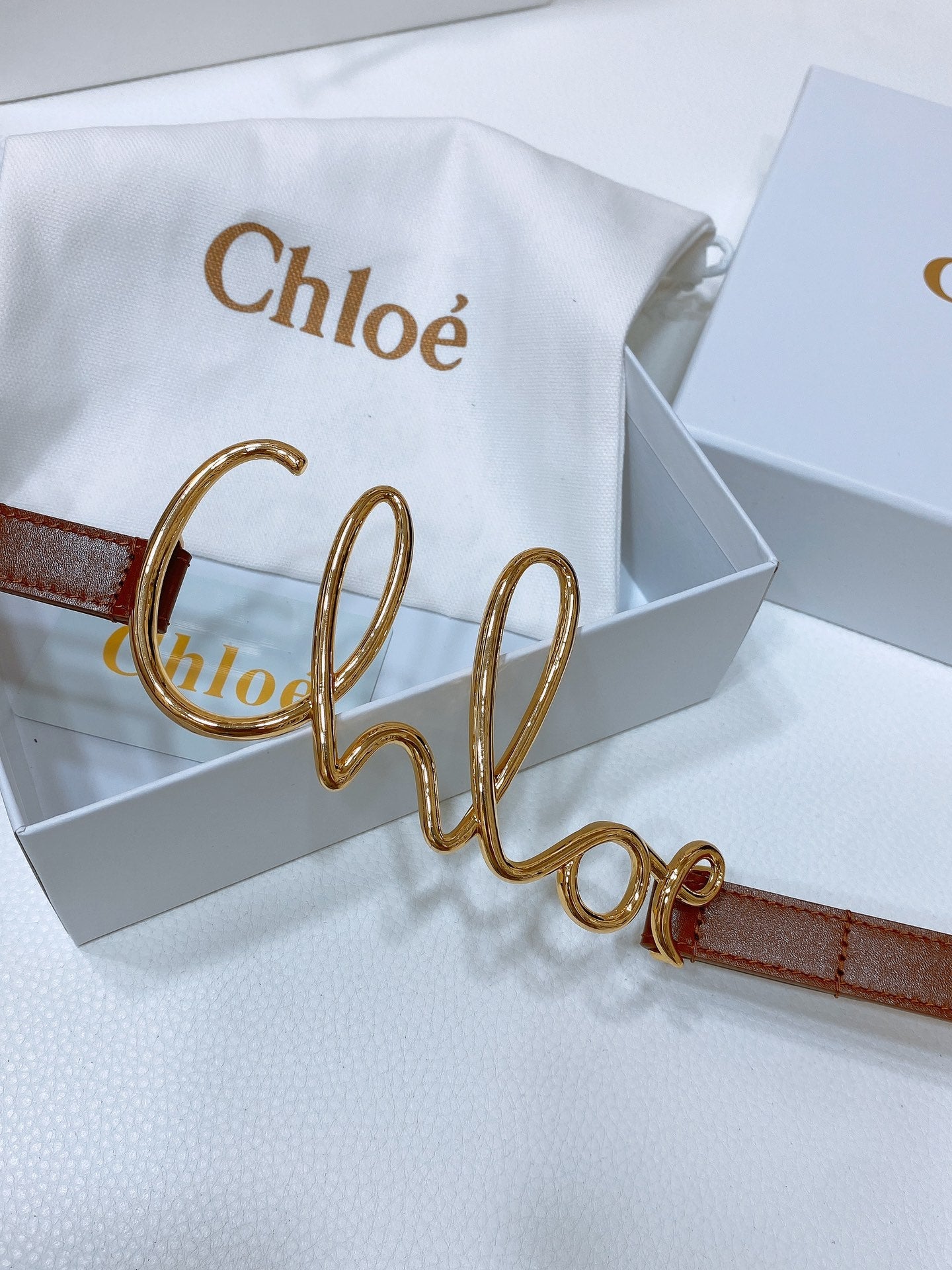 Chloé Logo Script Buckle Belt