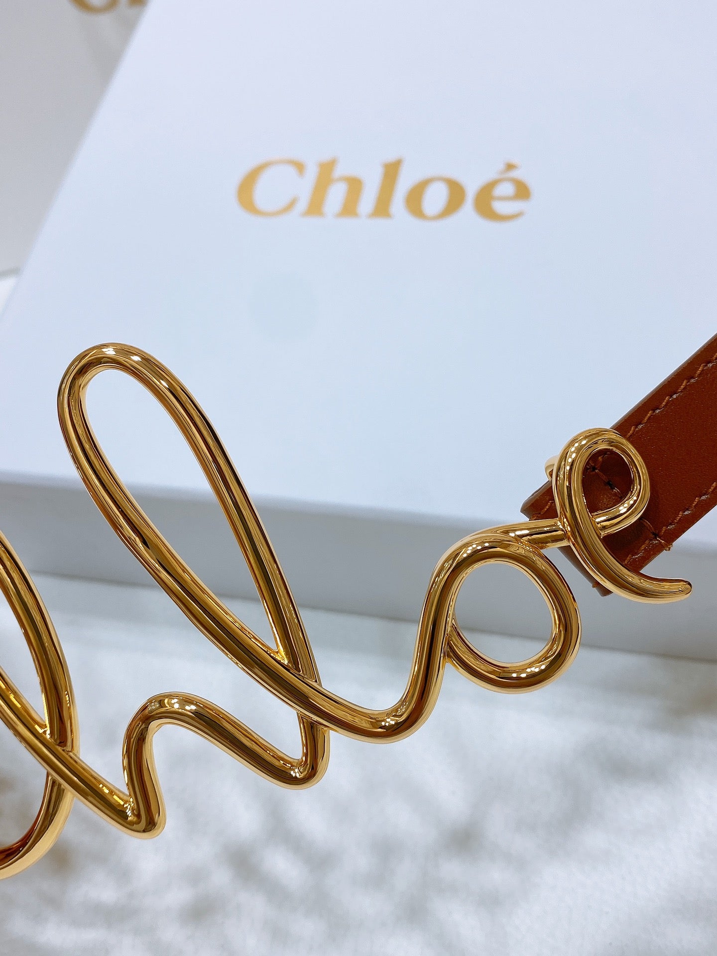 Chloé Logo Script Buckle Belt