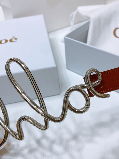 Chloé Logo Script Buckle Belt