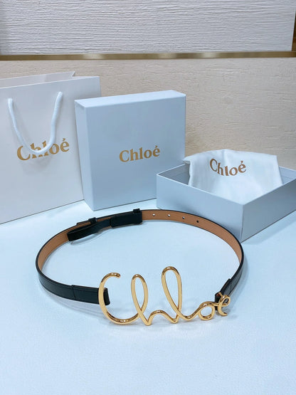 Chloé Logo Script Buckle Belt