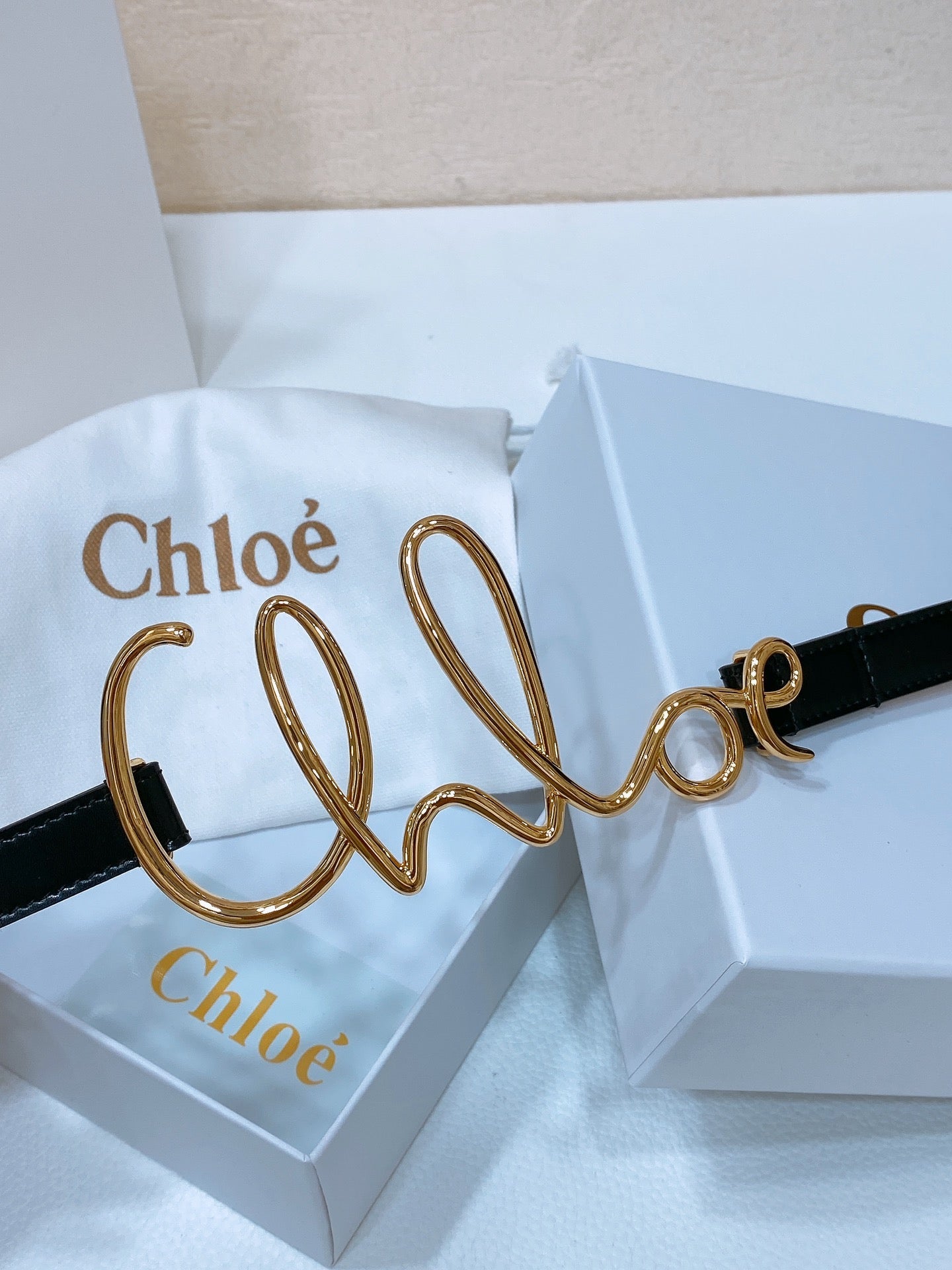 Chloé Logo Script Buckle Belt