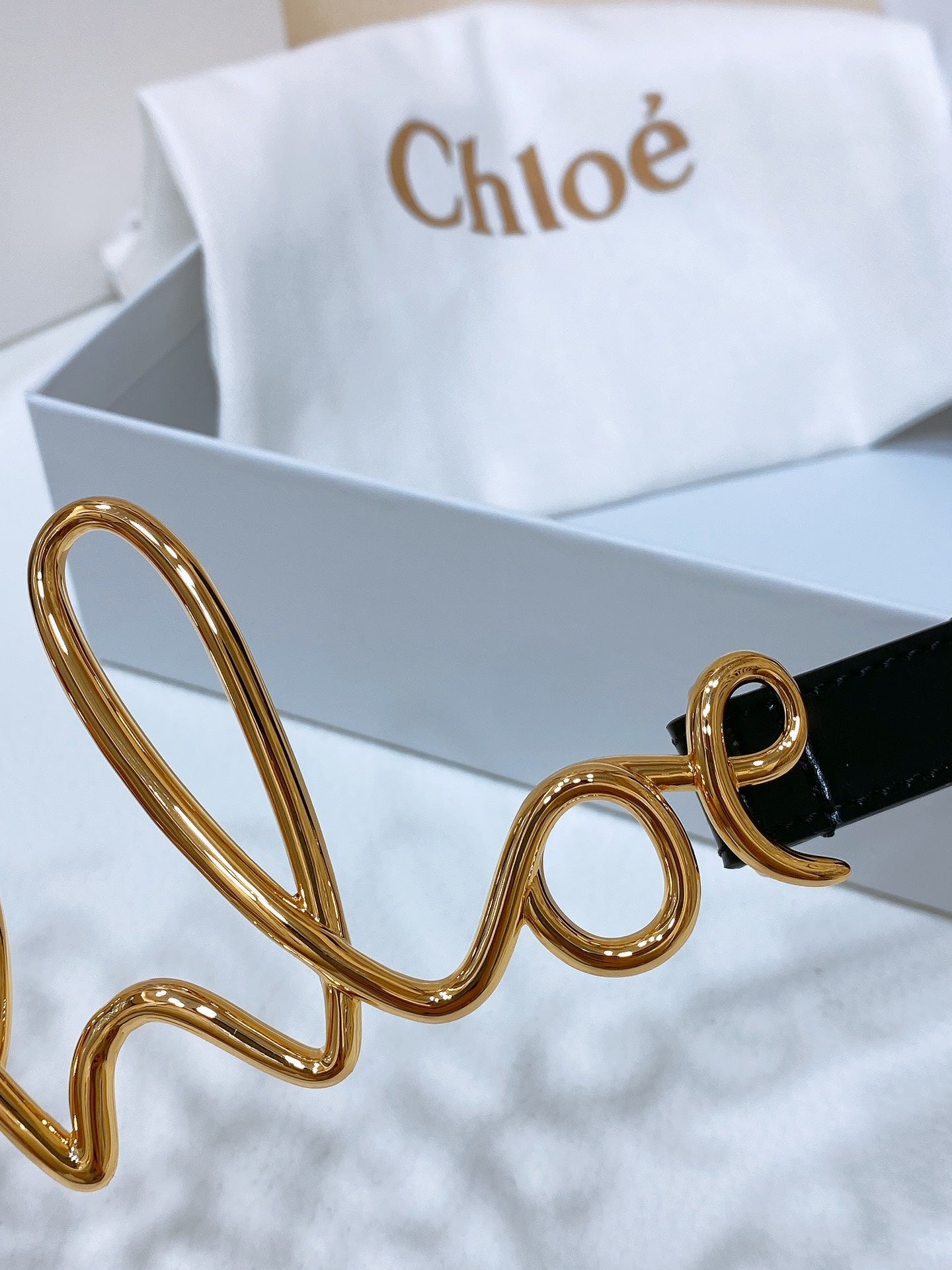 Chloé Logo Script Buckle Belt