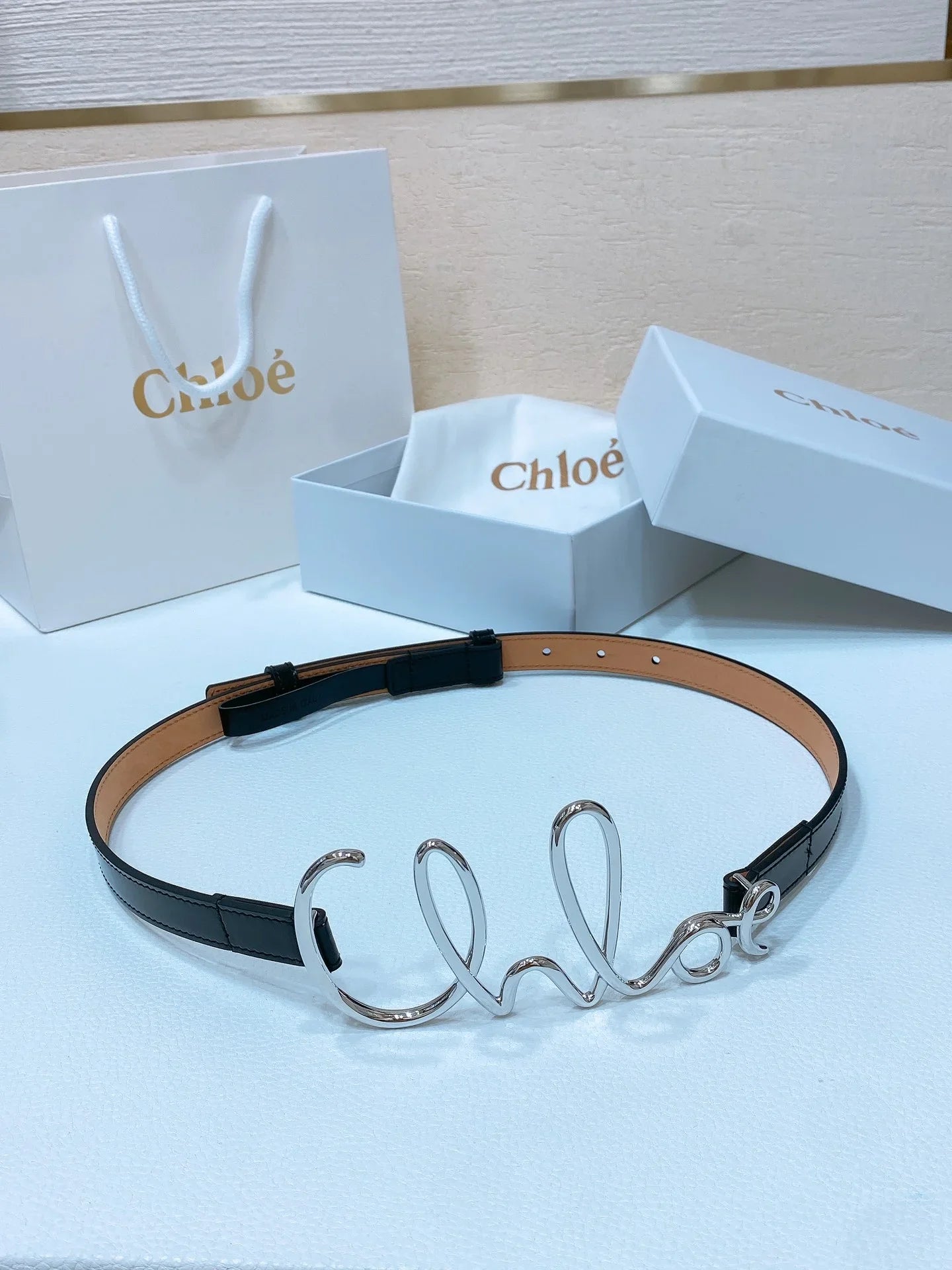 Chloé Logo Script Buckle Belt