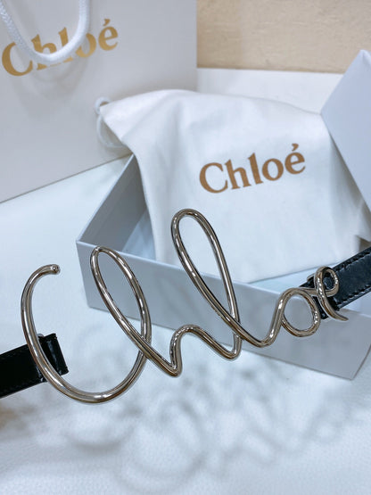 Chloé Logo Script Buckle Belt