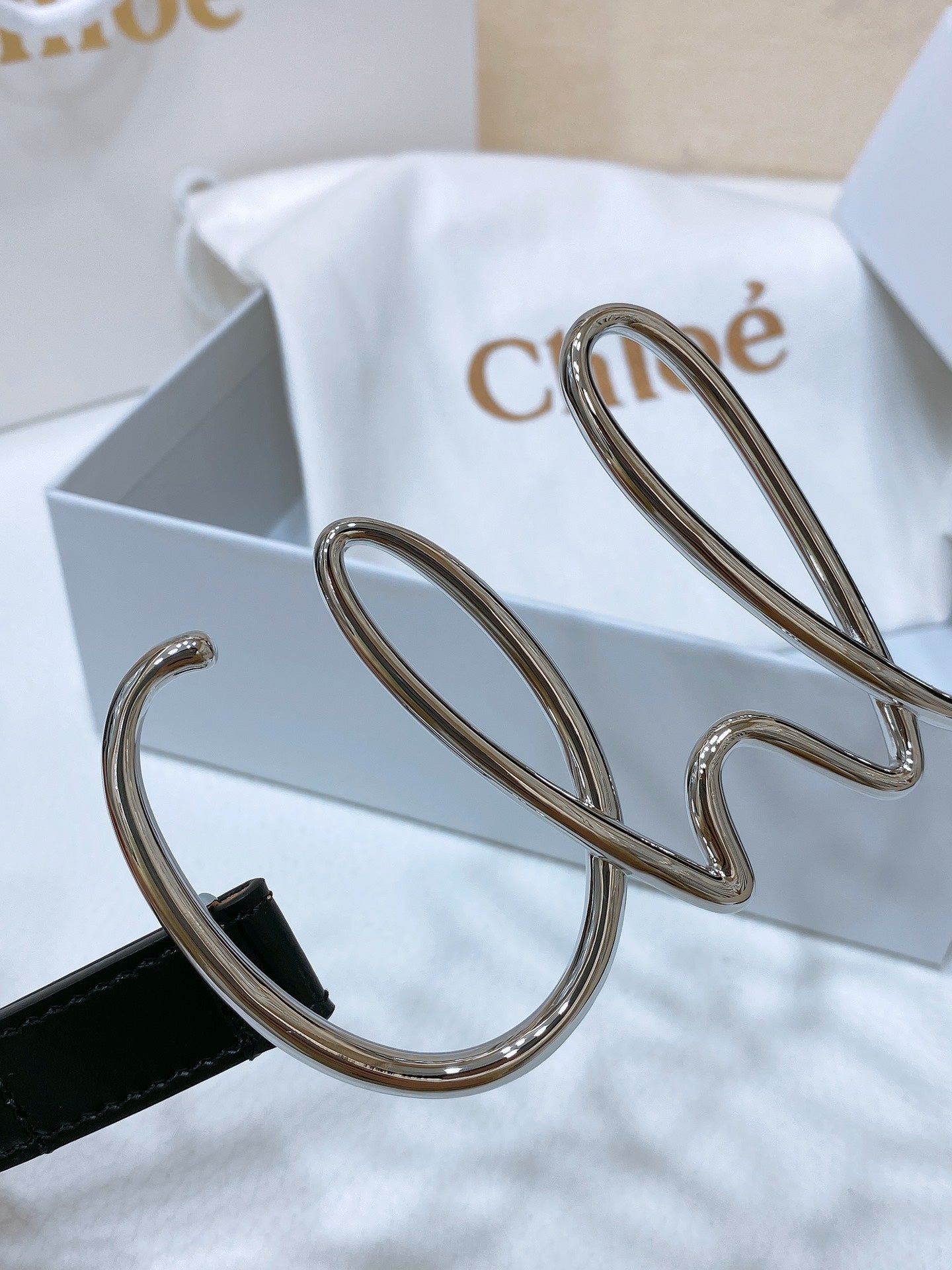Chloé Logo Script Buckle Belt
