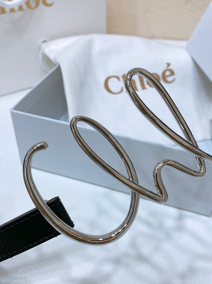Chloé Logo Script Buckle Belt