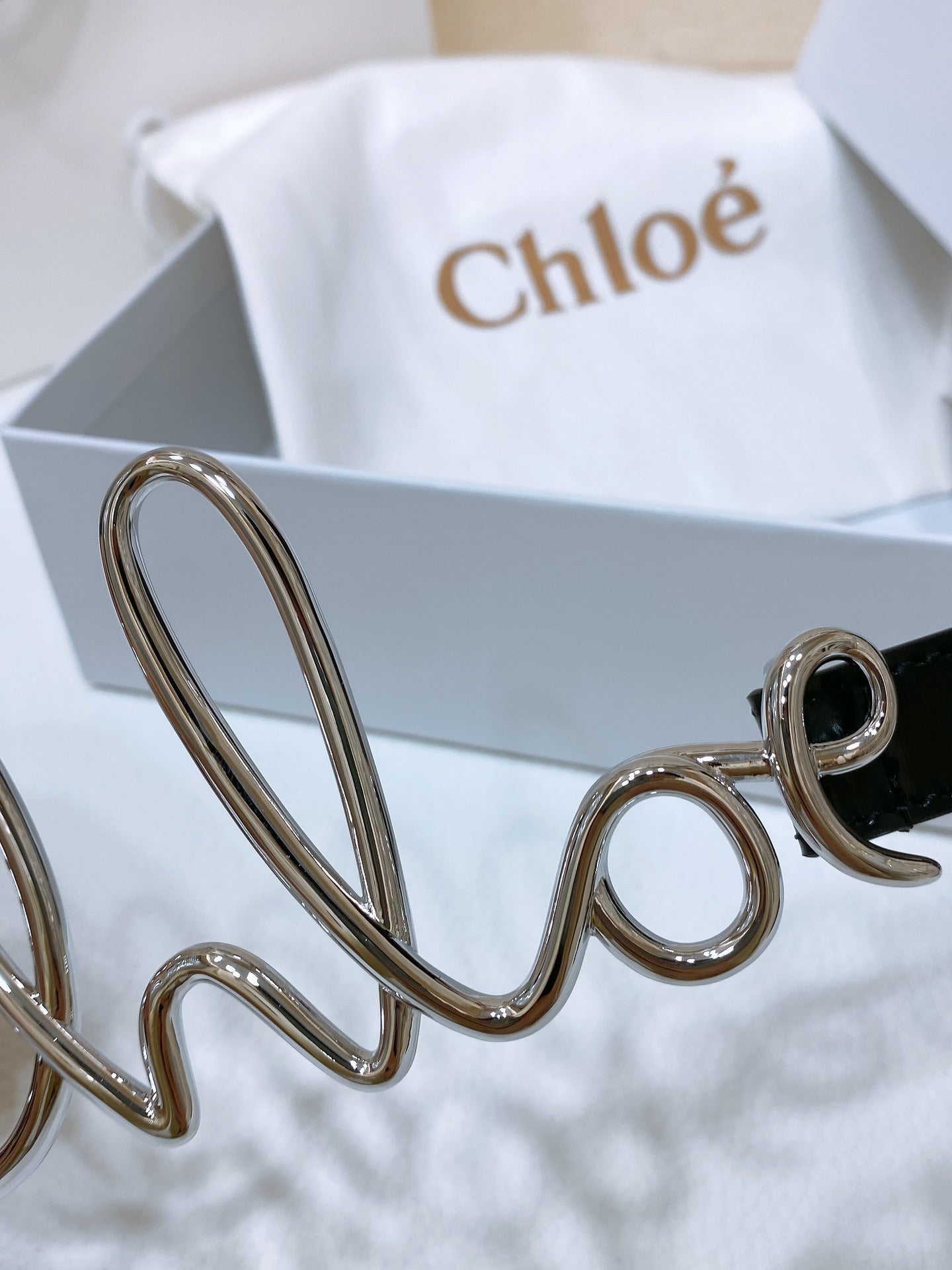 Chloé Logo Script Buckle Belt