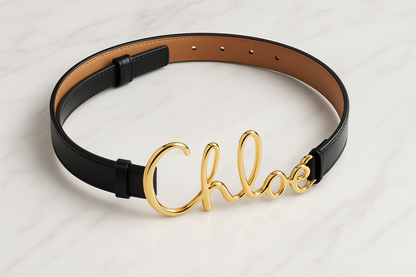 Chloé Logo Script Buckle Belt