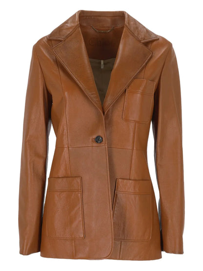 Chloé Single-Breasted Leather Blazer