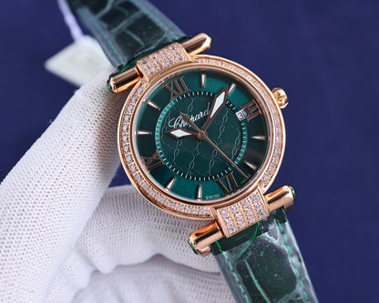 Chopard Imperiale Green Dial Diamond Bezel Ladies Watch