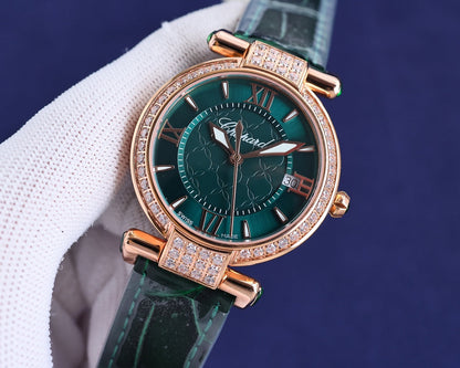 Chopard Imperiale Green Dial Diamond Bezel Ladies Watch