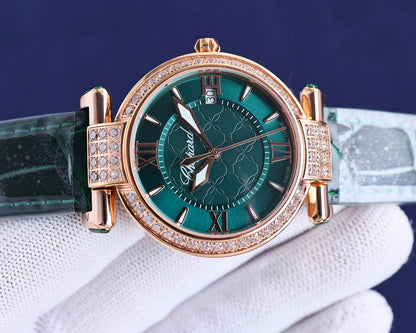 Chopard Imperiale Green Dial Diamond Bezel Ladies Watch