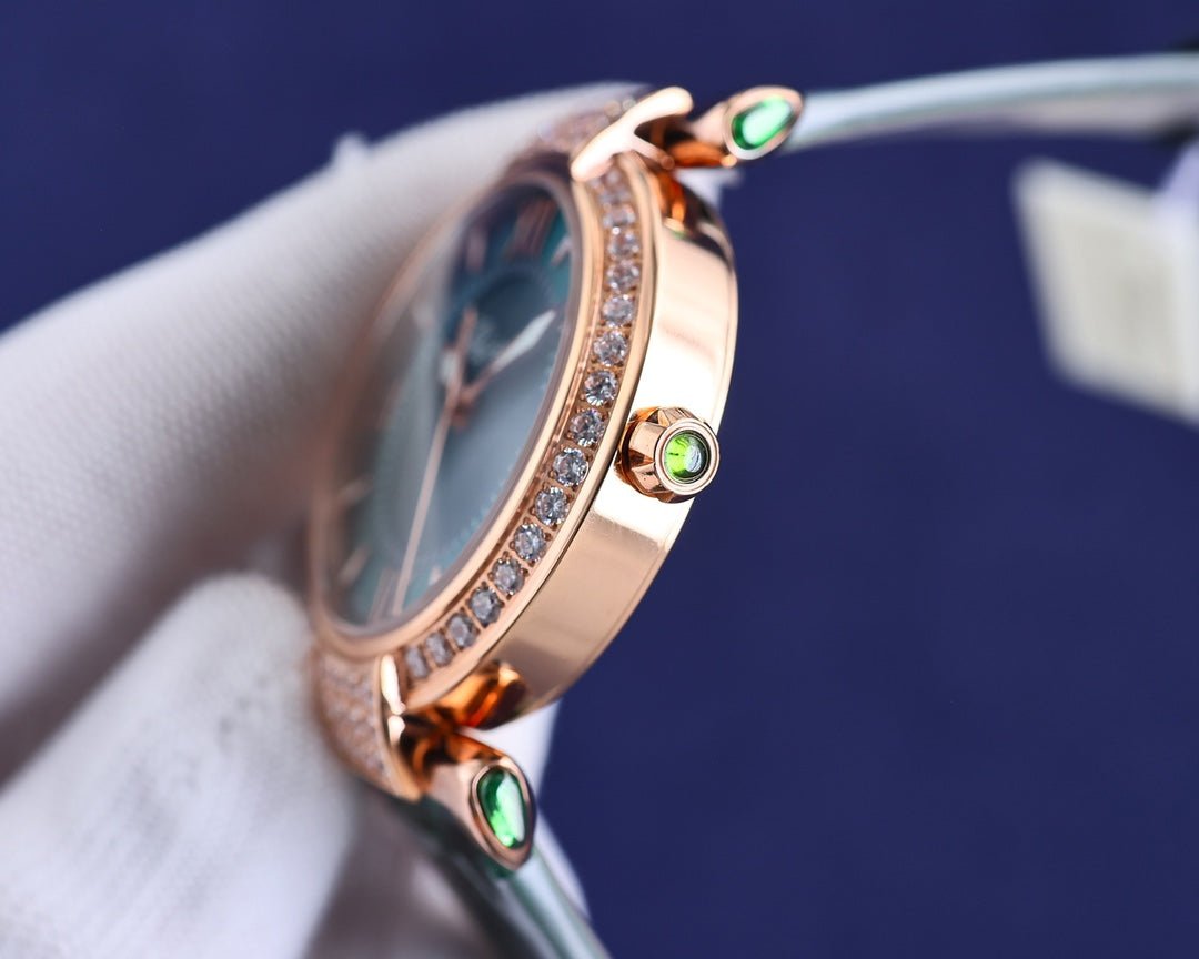 Chopard Imperiale Green Dial Diamond Bezel Ladies Watch