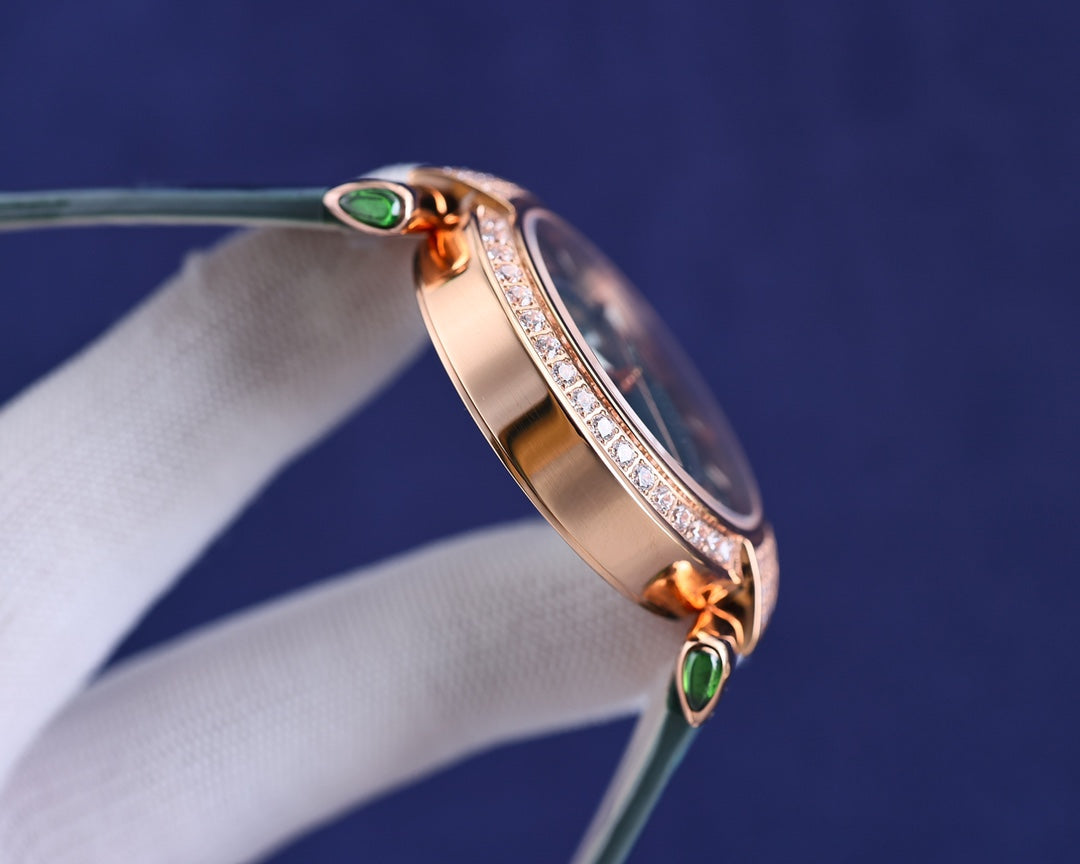 Chopard Imperiale Green Dial Diamond Bezel Ladies Watch