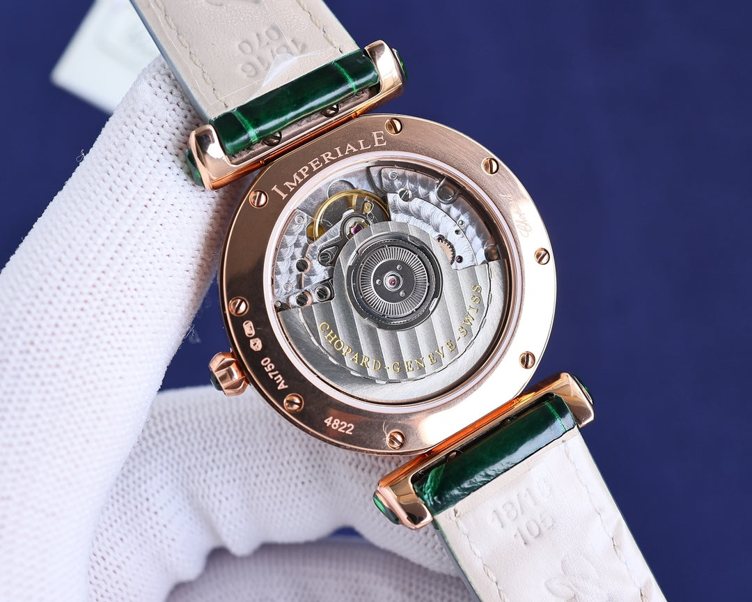 Chopard Imperiale Green Dial Diamond Bezel Ladies Watch