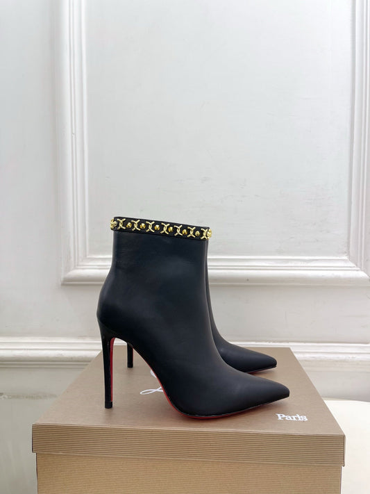 Christian Louboutin Black Booty Chain 100mm Boots