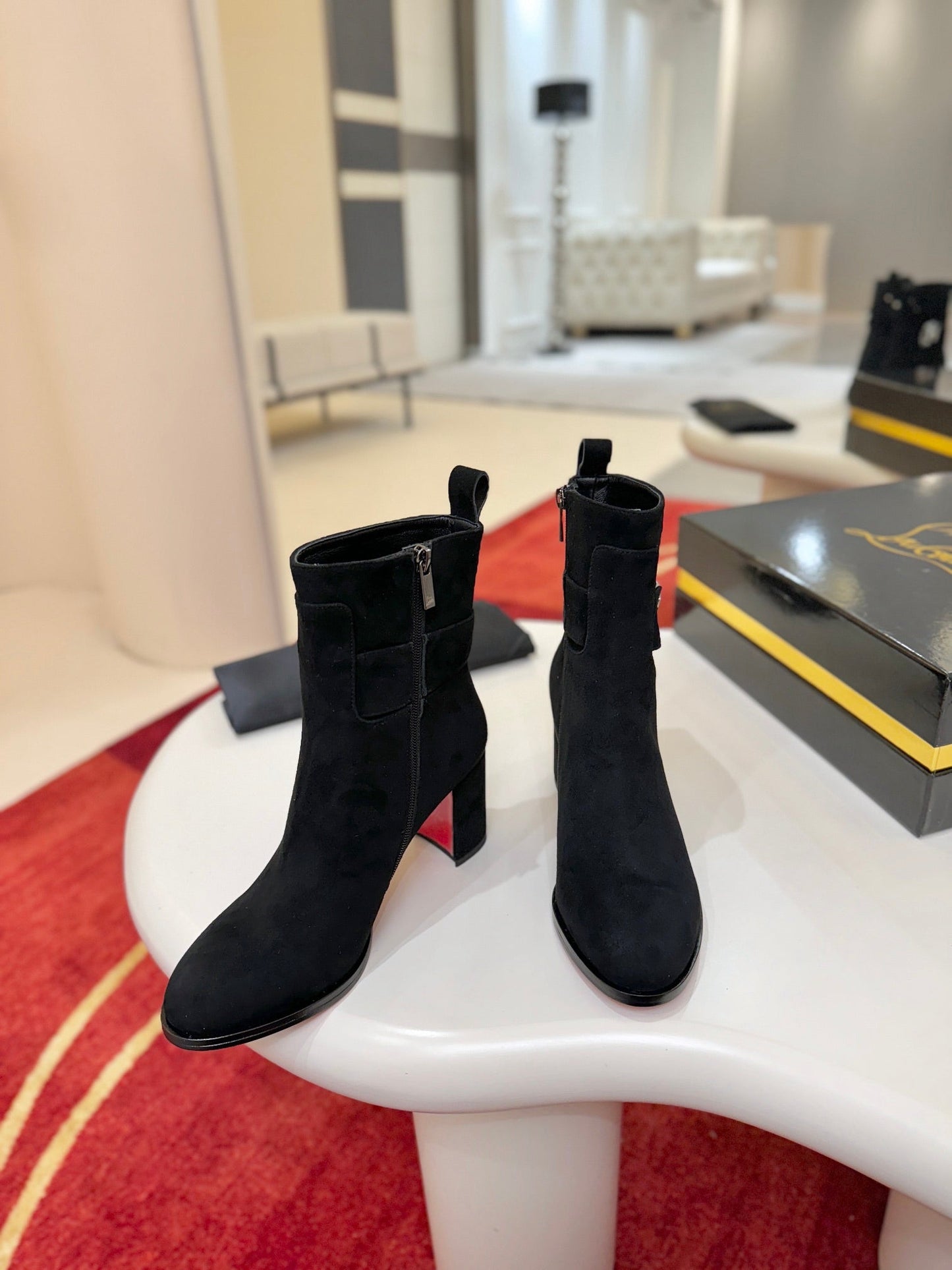 Christian Louboutin Booty Lock 70 mm – Black Suede