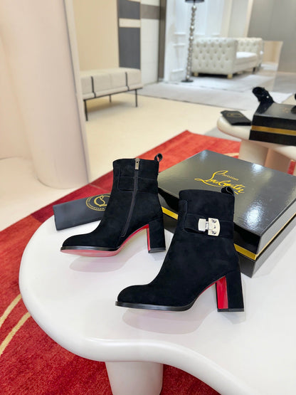 Christian Louboutin Booty Lock 70 mm – Black Suede