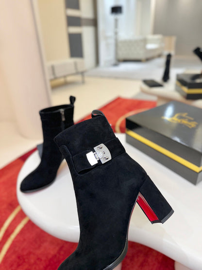 Christian Louboutin Booty Lock 70 mm – Black Suede
