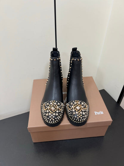 Christian Louboutin Chasse A Clou Studded Cap Toe Chelsea Booties