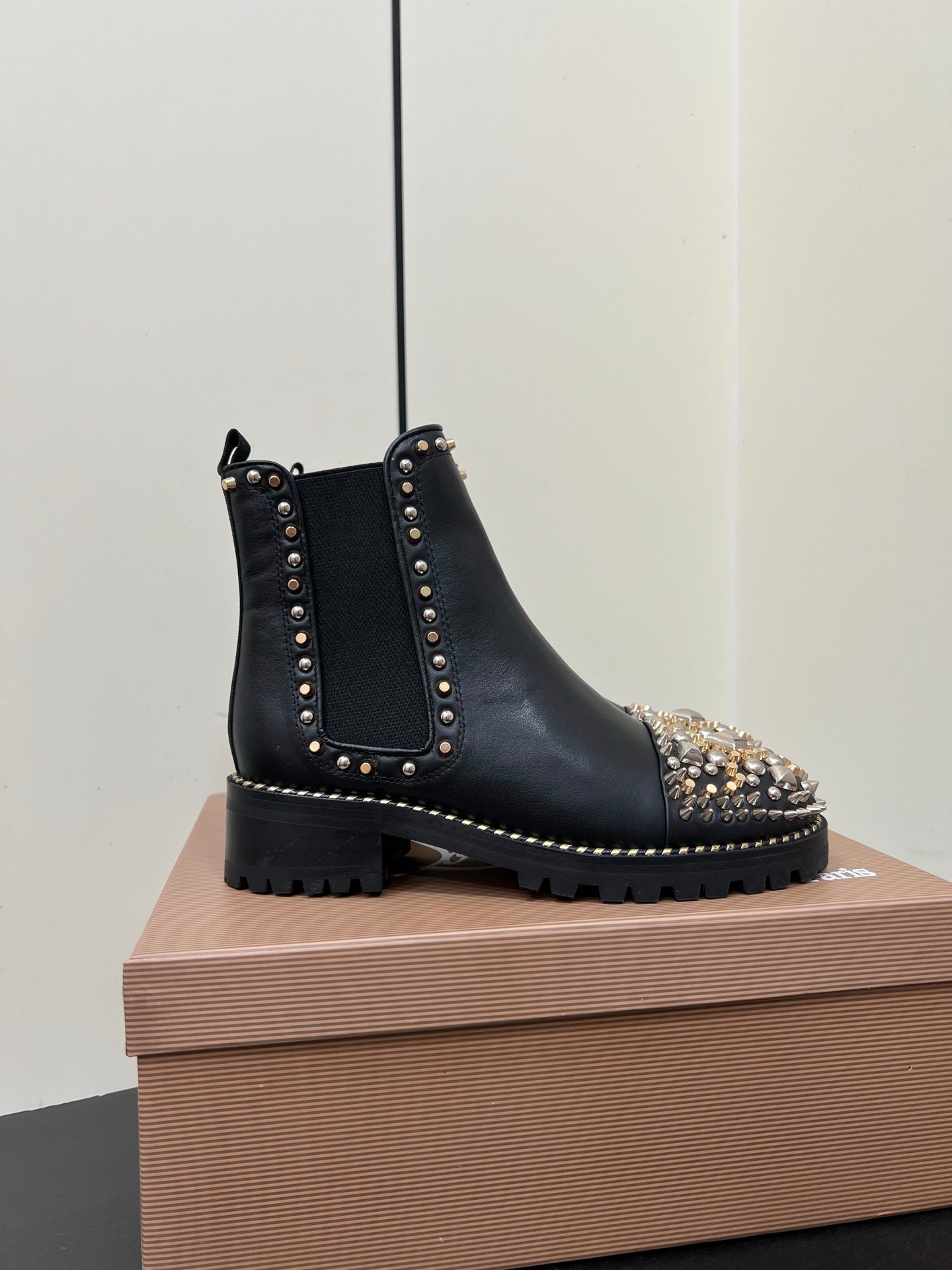 Christian Louboutin Chasse A Clou Studded Cap Toe Chelsea Booties