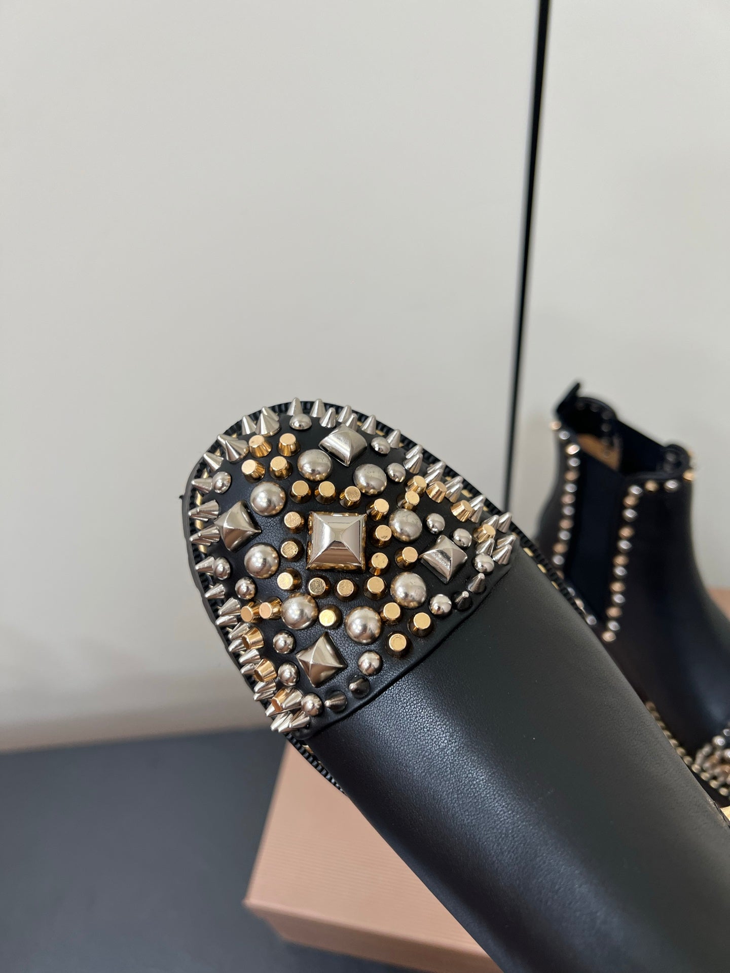 Christian Louboutin Chasse A Clou Studded Cap Toe Chelsea Booties