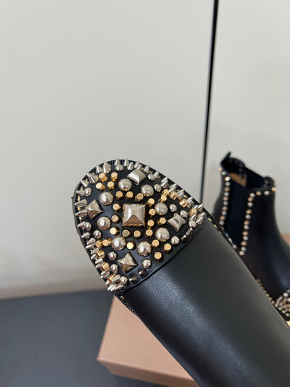 Christian Louboutin Chasse A Clou Studded Cap Toe Chelsea Booties