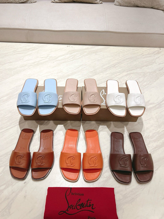 Christian Louboutin CL Logo Leather Slides