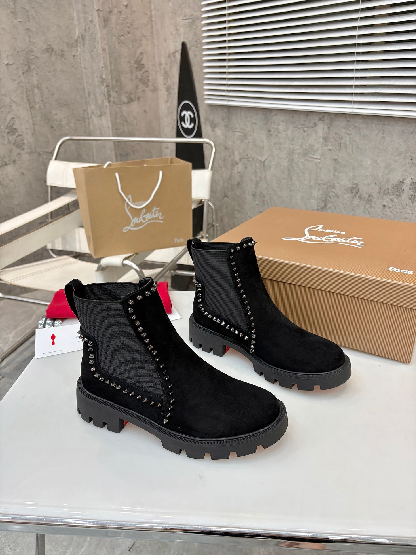 Christian Louboutin Out Lina Spike Lug Boots