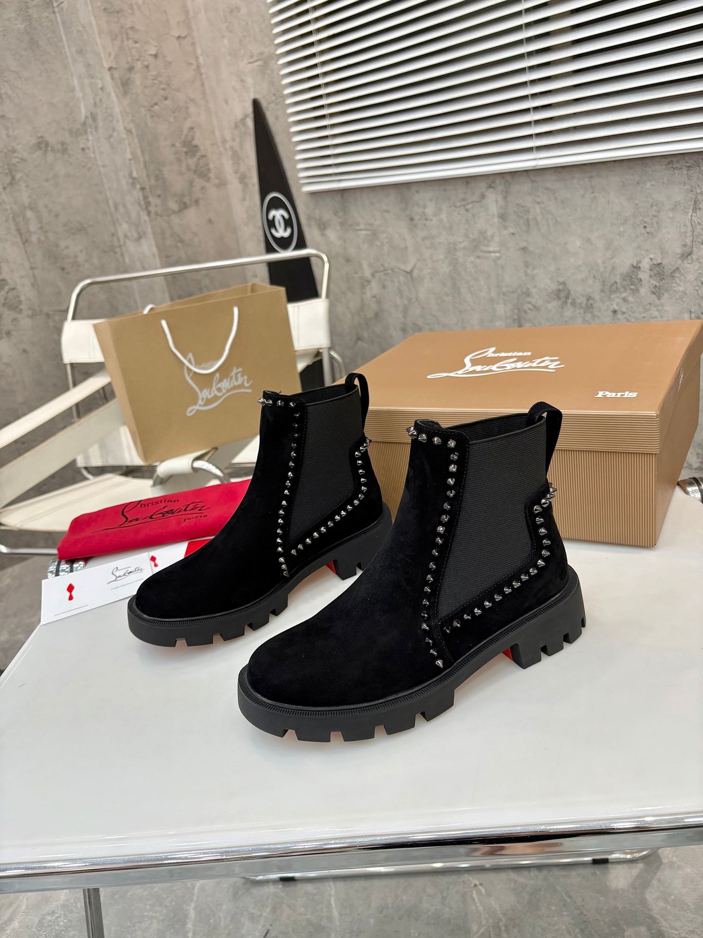 Christian Louboutin Out Lina Spike Lug Boots