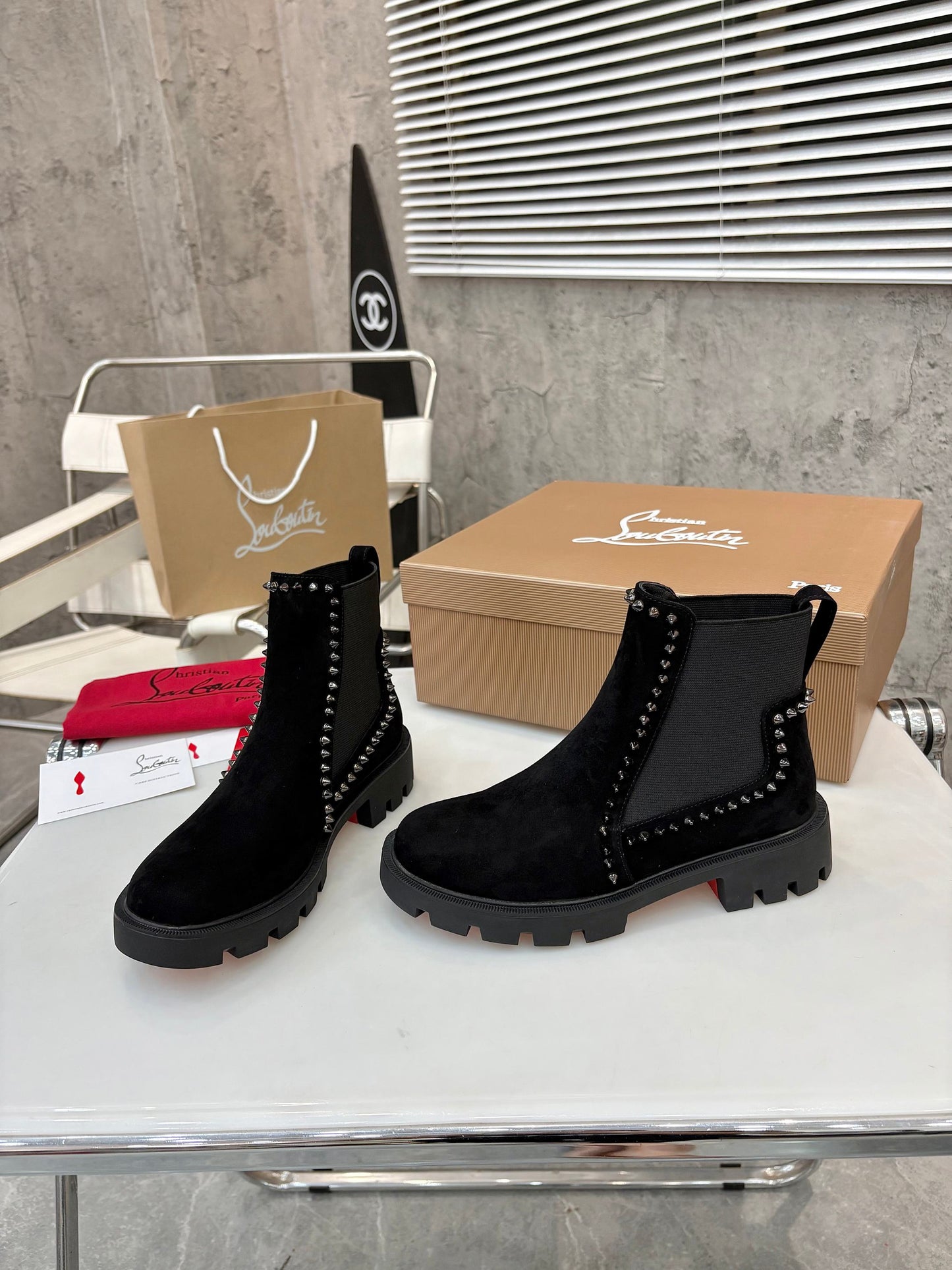 Christian Louboutin Out Lina Spike Lug Boots