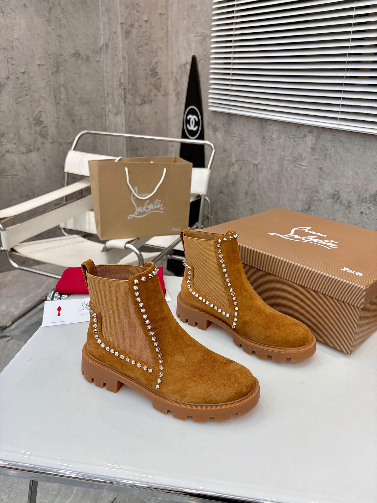 Christian Louboutin Out Lina Spike Lug Boots