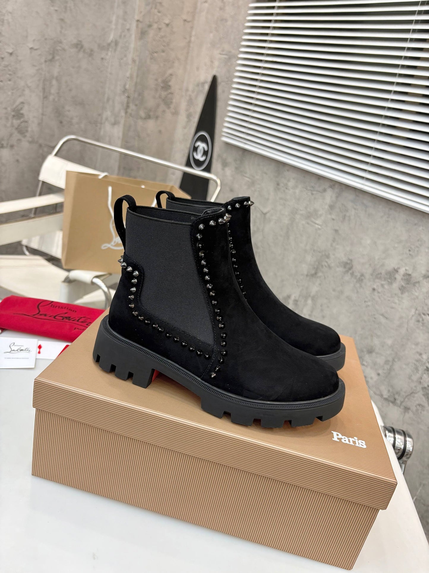 Christian Louboutin Out Lina Spike Lug Boots
